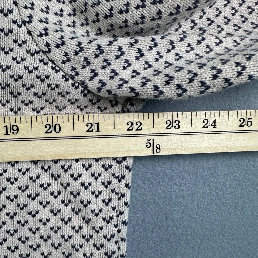 J. Crew Men's Large Heritage 100% Cotton Bird's-Eye Stitch Off White & Blue